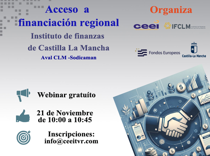 Lee más sobre el artículo Webinar Gratuito: Acceso a financiación regional. Instituto de finanzas de Castilla La Mancha